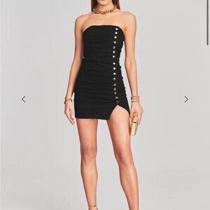 Retrofete Megh black mini denim dress. Sold out in stores!